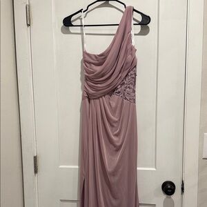 David's Bridal One-Shoulder Dusty Rose Dress